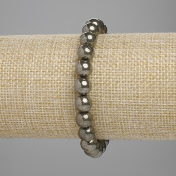 Brățară din pirită, bile netede, diametrul 8 mm, lungime 18 cm, elastică