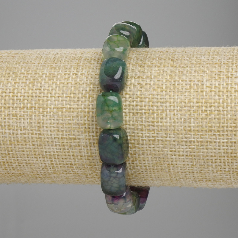 Brățară cu agată, bastonașe 11–13 mm, 5×8 mm, 5–9 mm ±, lungime 18 cm ±, pe bază elastică