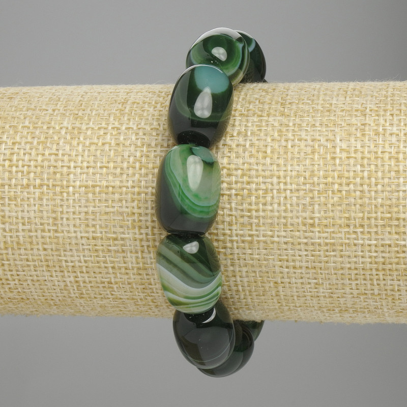 Brățară din agat, formă barilo, diametru 17-18×12 mm, 5-13 mm +/-, lungime 18 cm +/- elastic