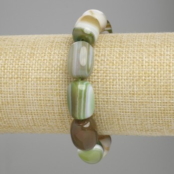 Brățară cu agate în formă de baril, diametrul 17-18×12-13 mm, lungime 18 cm, elastică