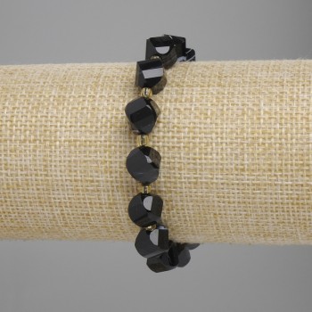 Brățară cu agat tăiat în romb, diametrul 10×9 mm +-, mărgele 3 mm +-, lungime 18 cm +-, elastic