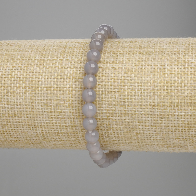 Brățară din agat fumuriu, bile netede, diametrul 6 mm, lungime 18 cm, pe elastic