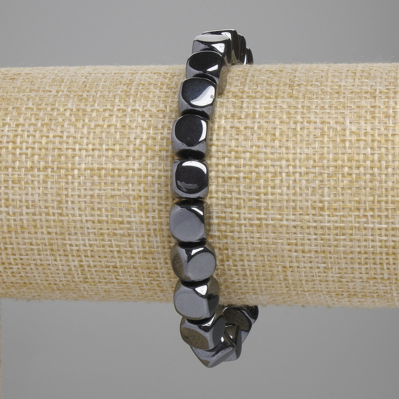 Brățară din hematit, cuburi 8×8 mm, lungime aproximativă 18 cm, pe elastic
