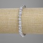 Brățară din lavă cu luciu metalic argintiu, bile poroase de 6,5 mm, lungime 18 cm +/- elastic
