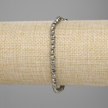 Brățară din pirită cu bile tăiate 4 mm ±, lungime 18 cm ±, elastică