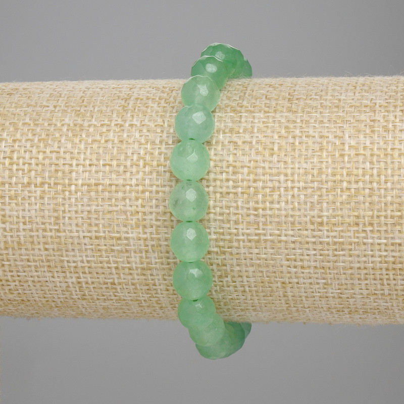 Brățară din nefrit, mărgele facetate, diametru 8 mm, lungime 18 cm, elastică