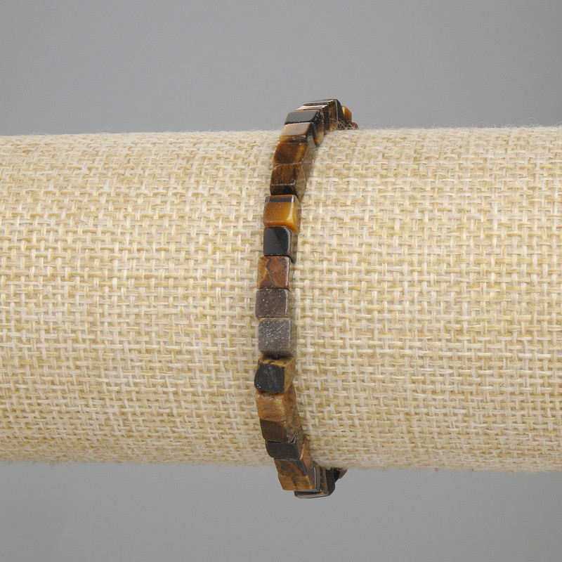 Brățară din ochi de tigru, cuburi, diametrul 5×5 mm, lungime 18 cm, elastică