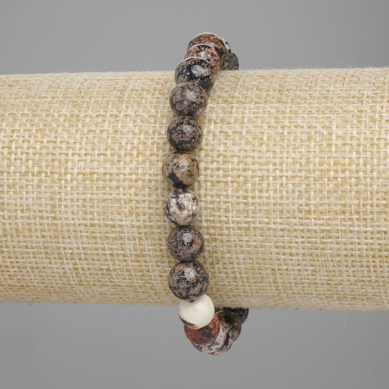 Brățară din obsidian, bile netede, diametru 8 mm, lungime 18 cm, pe elastic