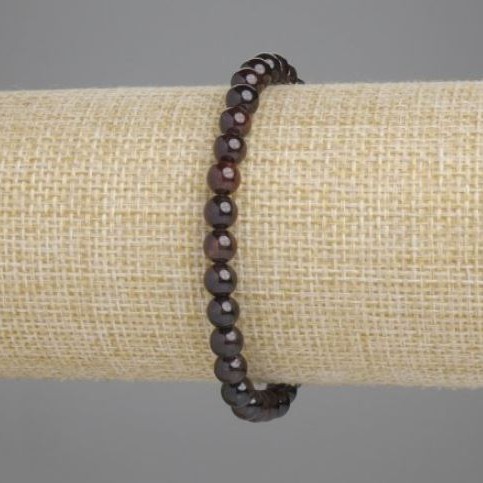 Brățară din granat, bile netede, diametru 6 mm, lungime 18 cm, pe elastic