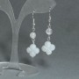 Cercei din cristal de munte, mărgele tăiate de 6 mm ±, formă trifoi 14 mm ±, lungime 45 cm ±