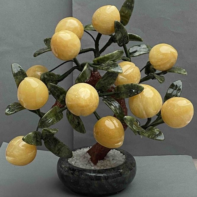 Suvenir Copac decorativ din piatră naturală Onix, Marmură și Nefrit, 40 mm ±, flexibil; lungime 25 cm+