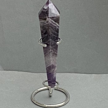 Creion suvenir conic din ametist natural cu geode, 140×33 mm, greutate 152 g, cu suport