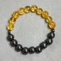 Brățară din citrin și hematit — bilă netedă de 10 mm +- Chanel 8×6 mm +-, lungime 18 cm +- elastică