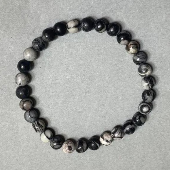 Brățară din jasper, mărgele netede de 6 mm, lungime 18 cm ±, pe elastic