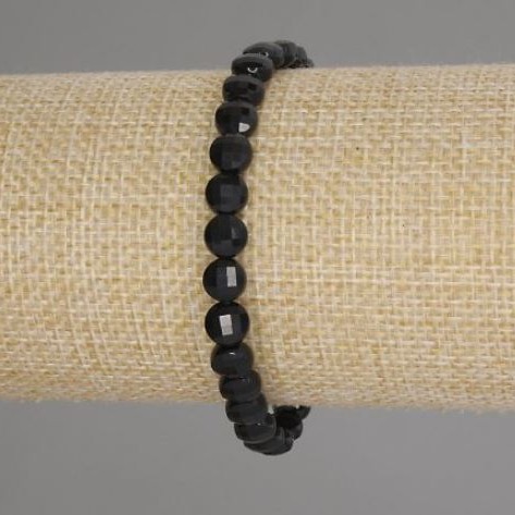 Brățară cu turmalin fațetat în formă de monede, diametrul 6 mm, lungime 18 cm, elastică