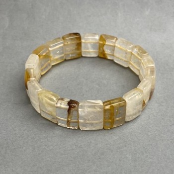 Brățară Citrin segmente, diametrul 15×11 mm, lungime 18 cm, extensibilă