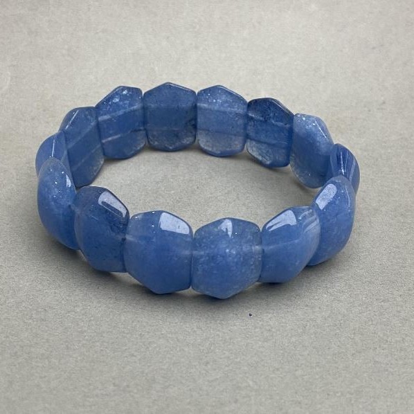 Brățară din acvamarin, zale facetate 21×14 mm +-, lungime 18 cm (elastică)