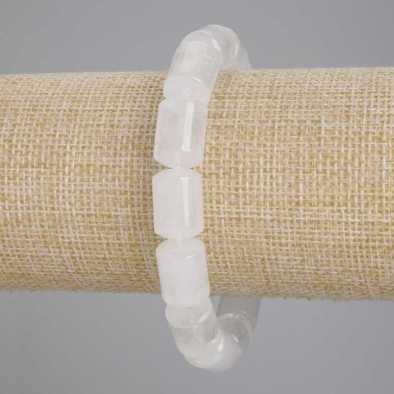 Brățară cu cristal de munte cilindric, diametrul 14×10 mm, lungime 18 cm, elastică