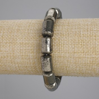 Brățară din pirită în formă de cilindri, diametru 14×10 mm +/- lungime 18 cm +/- pe elastic