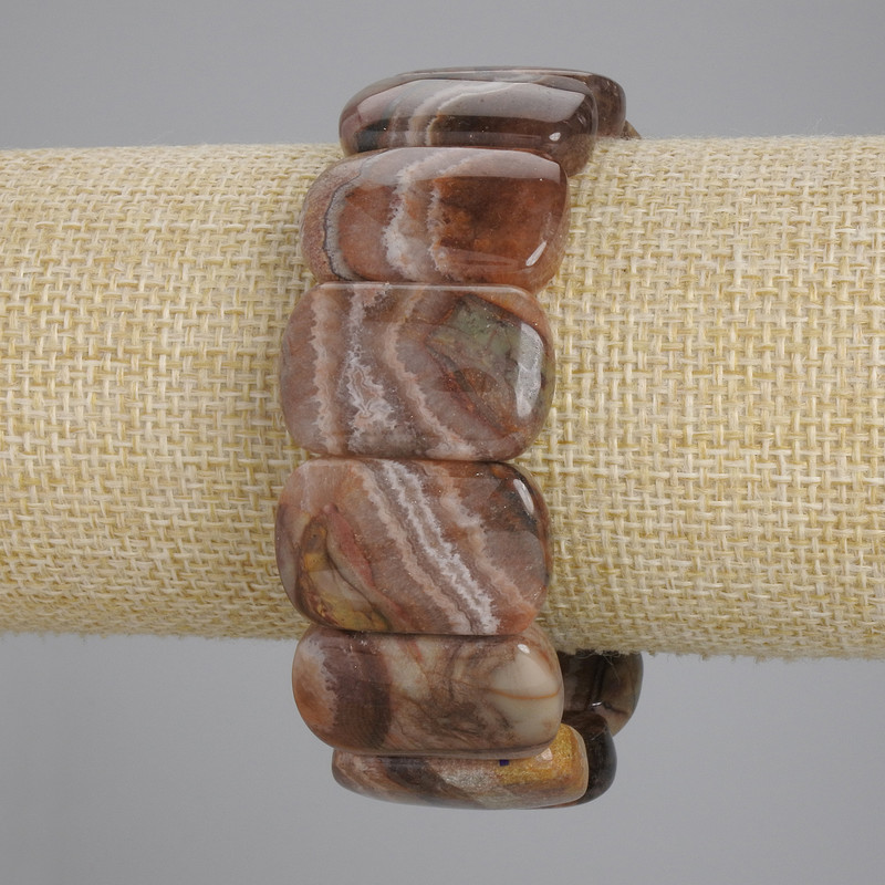 Brățară din agată naturală, lanț neted, diametrul 25×16 mm ±, lungime 18 cm ±, elastic
