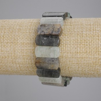 Brățară din cuarț rutilit cu fibre aurii, zale de formă ovală, diametrul aproximativ 22×10 mm, lungime aproximativă 18 cm, elastic