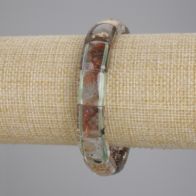 Brățară din agat mușchi natural, cu mărgele de 15×12 mm, lungime 18 cm, elastică