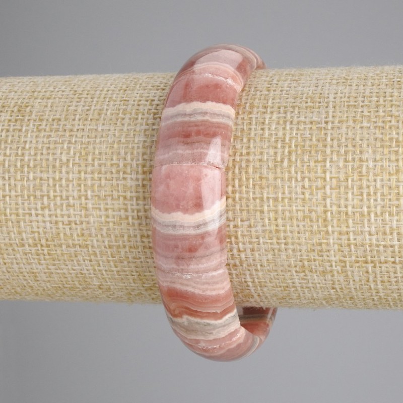 Brățară din rodocrozit natural, lanț cu zale, diametrul 17×13 mm, lungime 18 cm, extensibilă