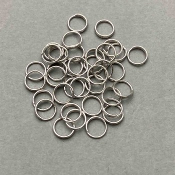 Furnitură Inel cu arc, diametrul 7 mm, metal argintiu, ambalare 1 kg