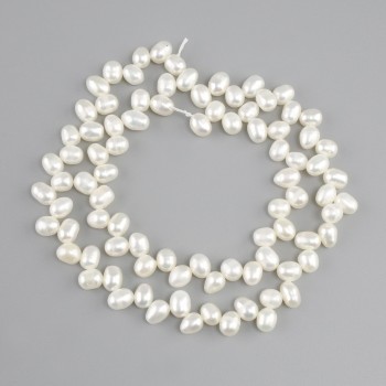 Mărgele de perle de râu, ovale, formă de fluture, diametru 6,5–7,5 mm, dimensiuni 5×4,5 mm, lungime 38 cm ±, pe șnur