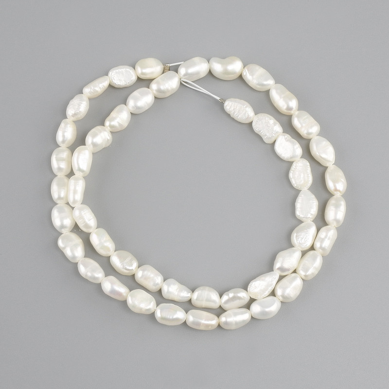 Mărgele din perle de râu, diametru 8–8,5×4–5 mm, lungime 37 cm ± pe fir