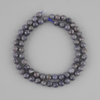 Mărgele de safir tăiate, formă sferică, diametru aproximativ 6 mm, lungime aproximativ 39 cm, pe șnur