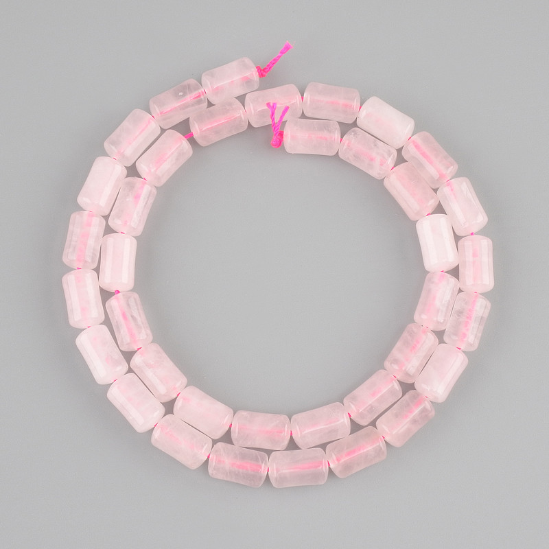 Mărgele cuarț roz cilindrice, diametrul 10×6 mm, lungime 38 cm