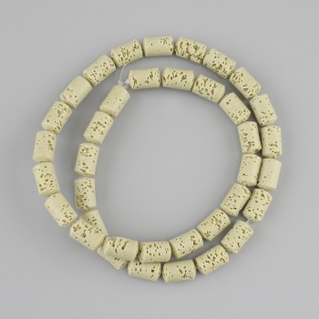 Mărgele din lavă vulcanică cilindrice, diametrul 10x6 mm, pe șnur, lungime 38 cm+
