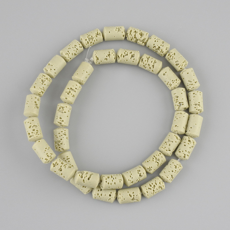 Mărgele din lavă vulcanică cilindrice, diametrul 10x6 mm, pe șnur, lungime 38 cm+