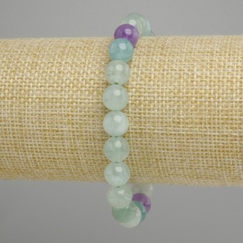Brățară cu fluorit, mărgele netede, diametrul 8 mm, lungime 18 cm, pe elastic