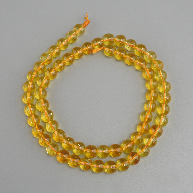 Mărgele Citrin – bilă netedă, diametrul 6 mm ±, lungime 38 cm