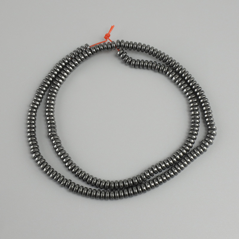 Mărgele hematit rondel, diametru 4×2 mm ±, lungime 40 cm