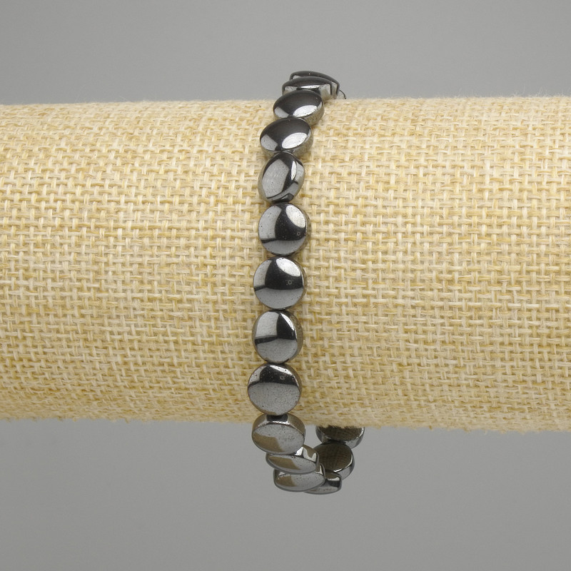 Brățară hematit monedă 8mm+-, lungime 18cm +- elastice