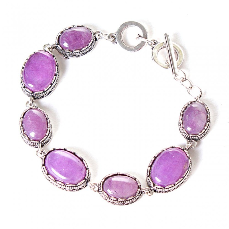 Reducere - Brățară cu ametist, montură «dinți», pietre ovale, 7 buc., 20×16 mm și 13×16 mm, lungime 18–21 cm