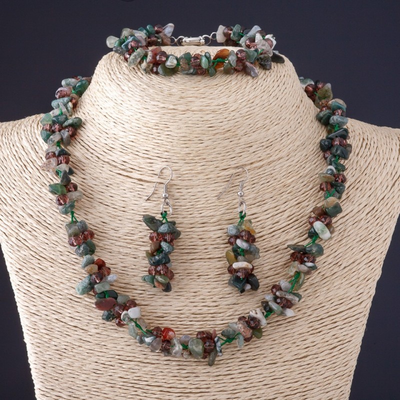 Set Trio din jasper, granule de piatră naturală