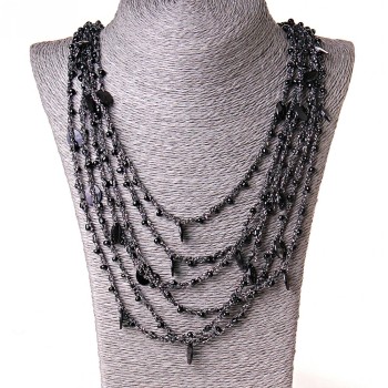 Намиста павутинка з овальними підвісочками чорне, довжина 70см