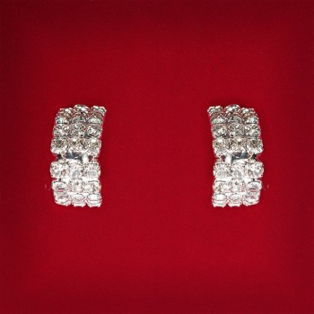 (20 mm) Cercei pentru femei albi cu strasuri, din metal deschis, pentru nuntă și seară, cu știfturi, diviziune centrală, ușori