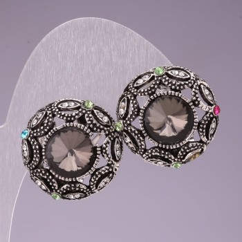 Cercei 2 cm, curcubeu în jurul cristalelor gri