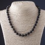 Colier din obsidian solar, mărgele rotunde, diametrul de 10 mm, lungime 45 cm