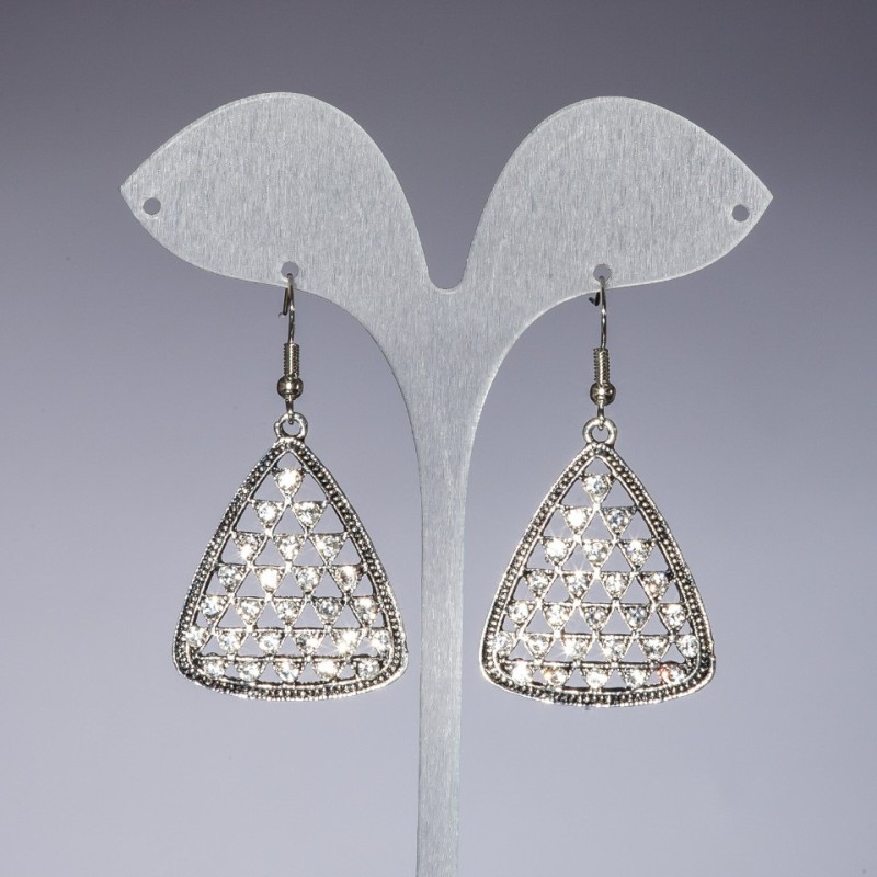 Cercei cu pandantiv „Piramidele de diamant”, lungime 5 cm