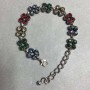 Brățară cu cristale colorate, metal argintiu, 18-22 cm+