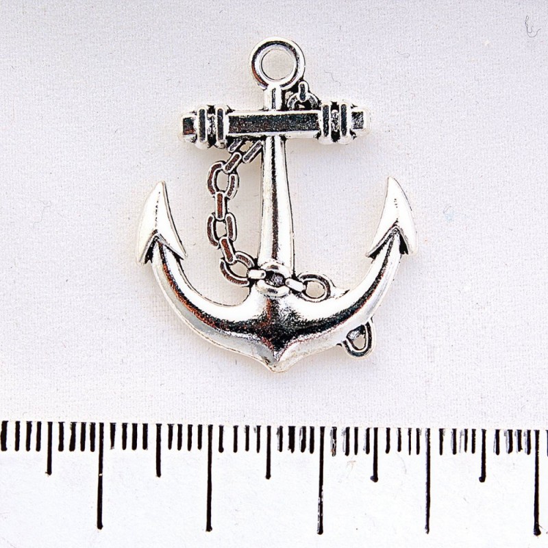 Pandantiv cu ancoră și lanț, 27×27 mm, set de 6 buc.