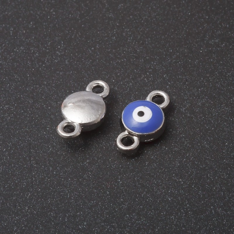 Pandantiv-conector circular „Ochi” 1,5 cm, set de 10 bucăți