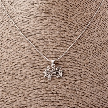 Кулон Нотний стан на жетонної ланцюжку, довжина 52см, діаметр 2х1, 5 см сріблястий метал