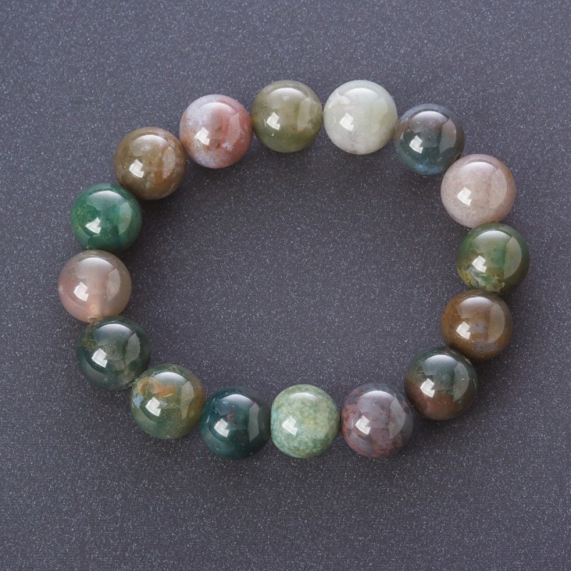 Brățară din jasper multicolor pe elastic, bile netede, diametrul 12 mm